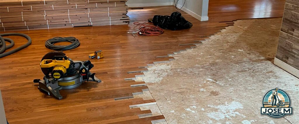 Hardwood Floor Installation in Progress
